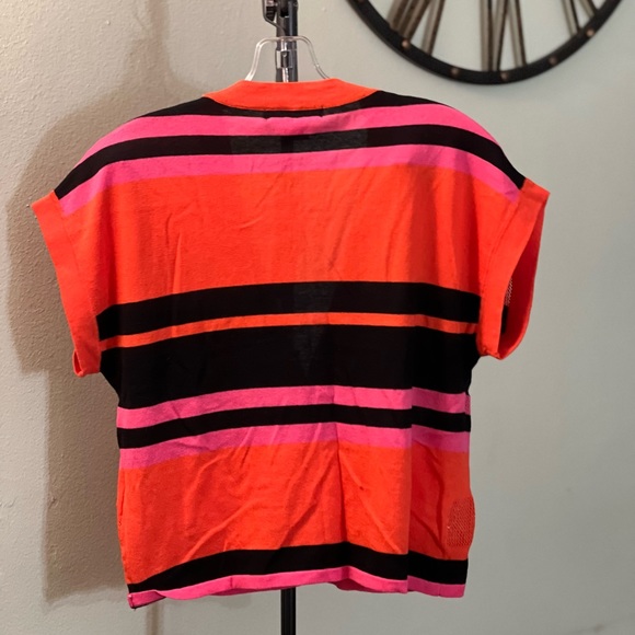 August Silk Orange Pink CMB Crop Short Sleeve Cardigan - Picture 2 of 3
